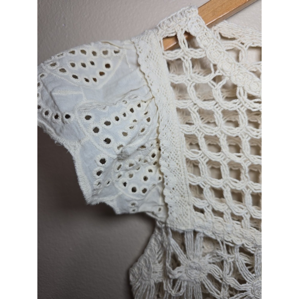 Altar'd State Open Crochet Top  Juniors XS  Bohemian Beach Cover Up Cottegecore - Picture 5 of 7